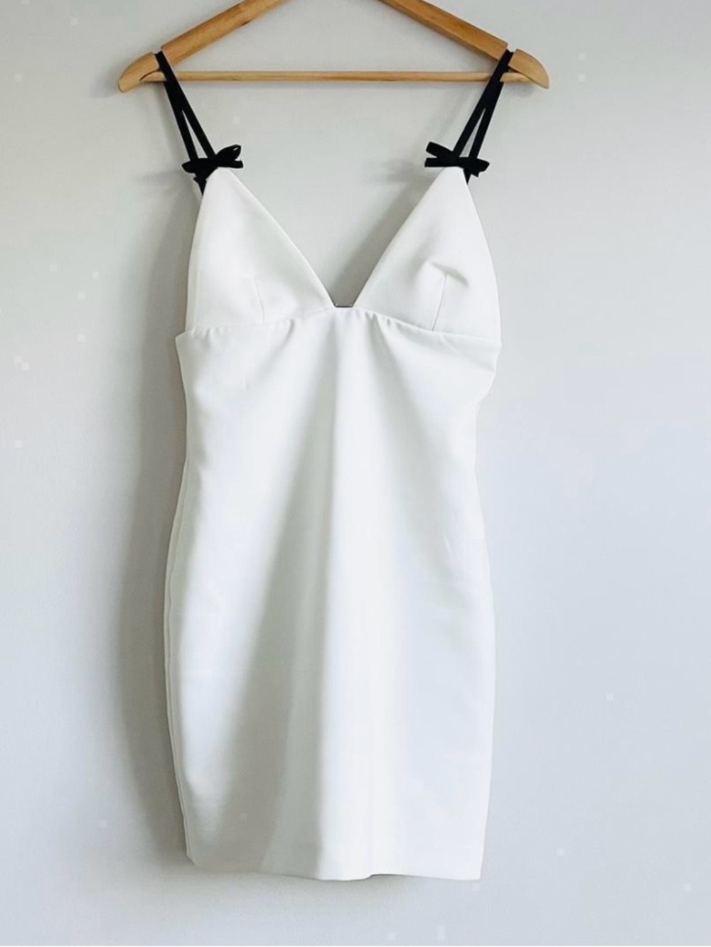 Zara White Mini Dress with Black bow straps